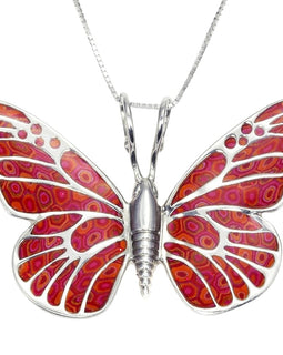 Butterfly Necklace 925 Silver Handmade Polymer Clay Jewelry