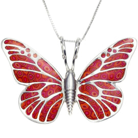 Butterfly Necklace 925 Silver Handmade Polymer Clay Jewelry